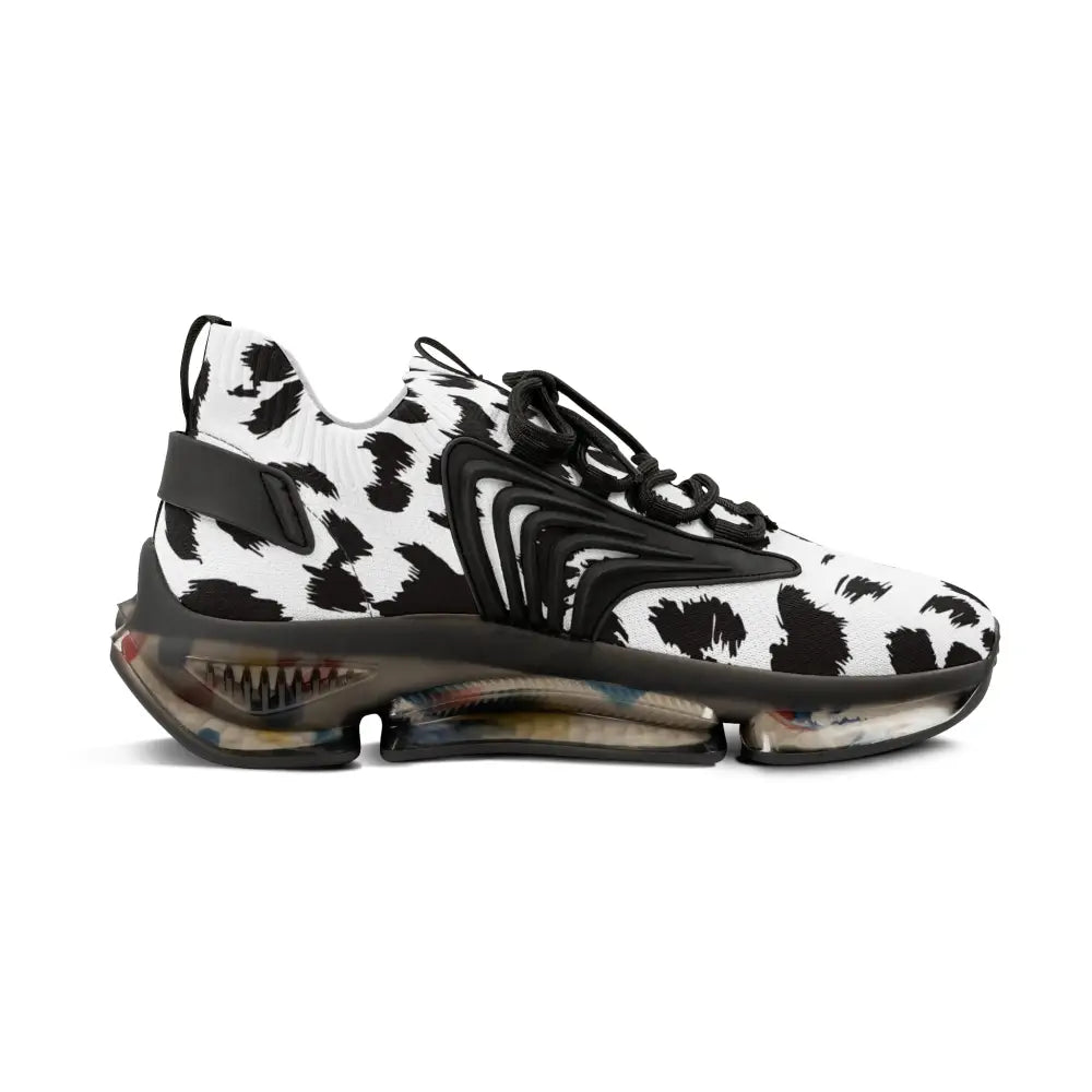 Black and white patterned athletic sneaker from Men’s Sneakers White Leopard Dash PixiOnyx Streetstride Edition