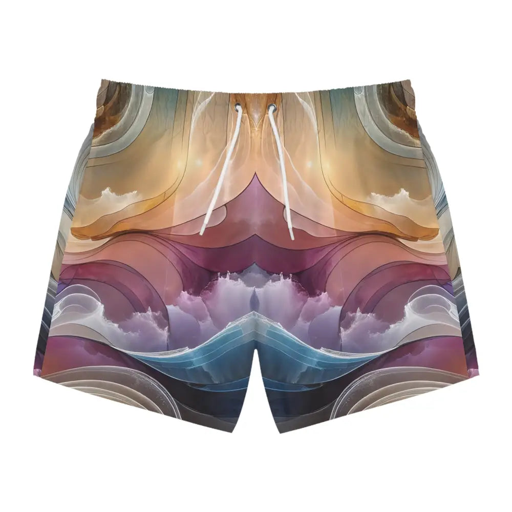 Abstract patterned swim trunks from PixiOnyx Surreal Swimwear Men’s Swim Trunks Celestial Layer Flux