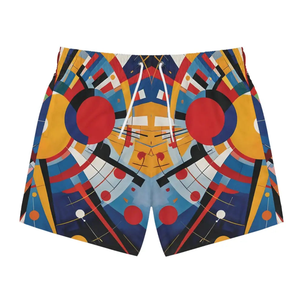 Abstract patterned swim trunks for men from Celestial Motion PixiOnyx Orbital Edition