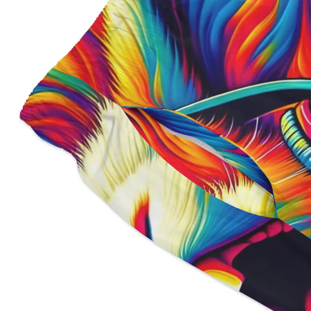 Colorful abstract patterned fabric for Men’s Swim Trunks Sonic Scream Psycho Cottontail Quartet PixiOnyx Chaoswear Beach Edition