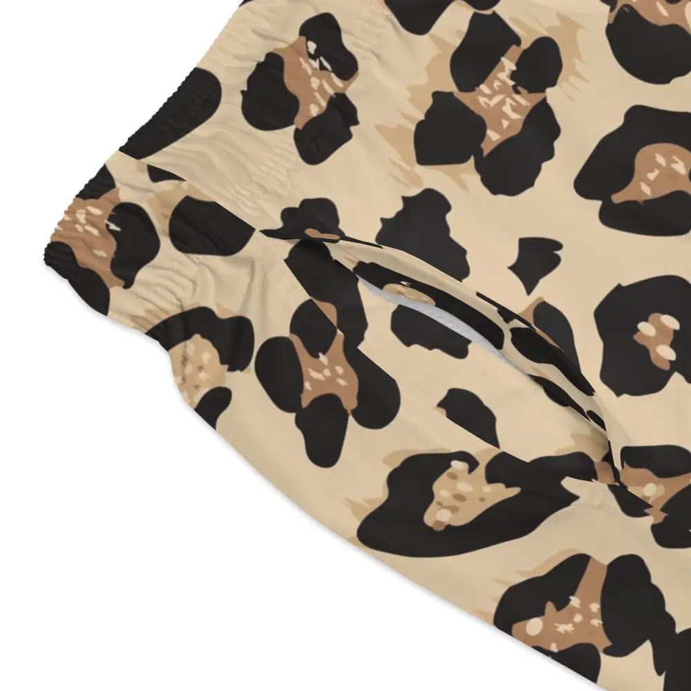 Leopard print fabric on Men’s Swim Trunks Wild Instinct Leopard by PixiOnyx Summerwear
