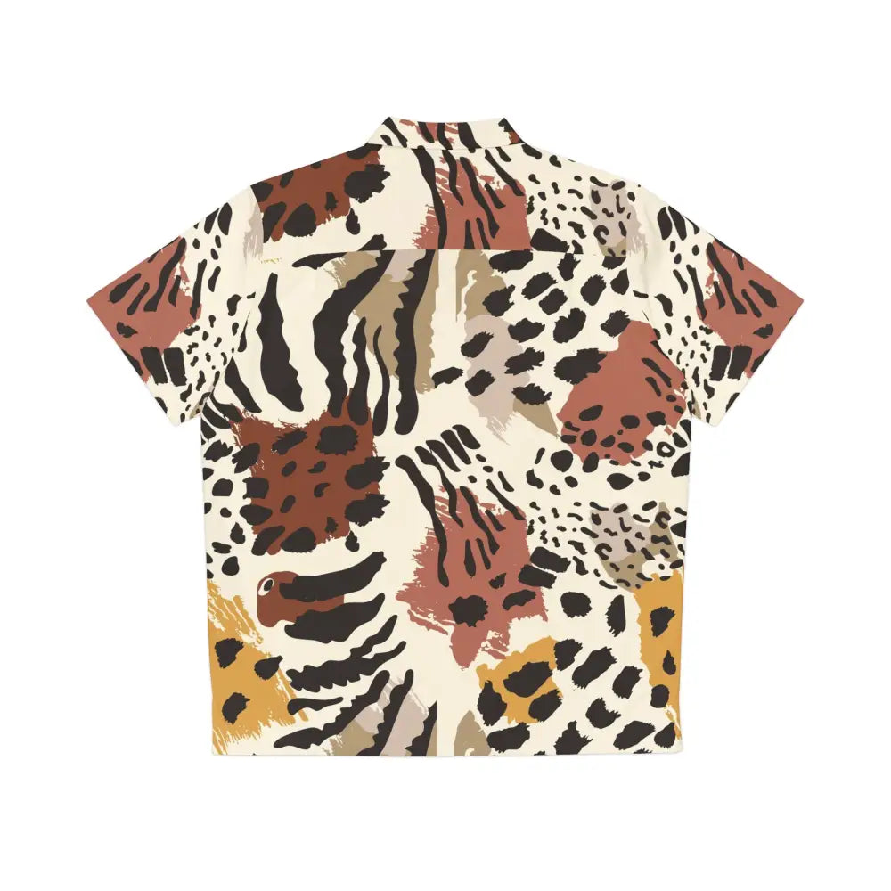 Men’s tropical animal print short-sleeved shirt for casual summer style at PixiOnyx Boldwear