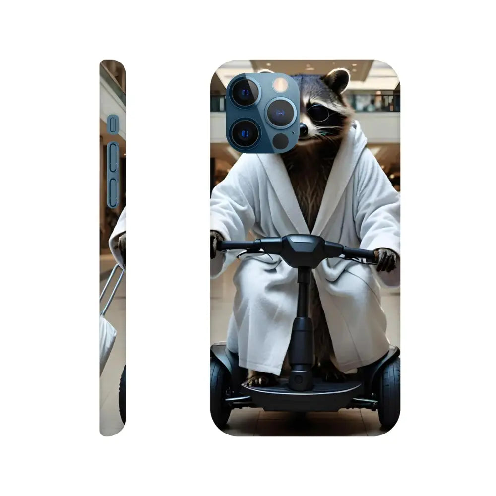 Mobility Mogul iPhone Slim Case with Raccoon in Robe on Scooter design
