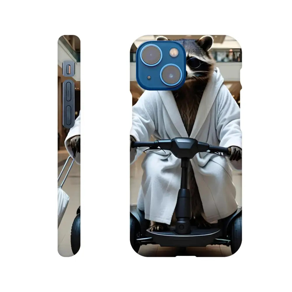 Phone case with raccoon riding a scooter for PixiOnyx Mobility Mogul iPhone Slim Cover