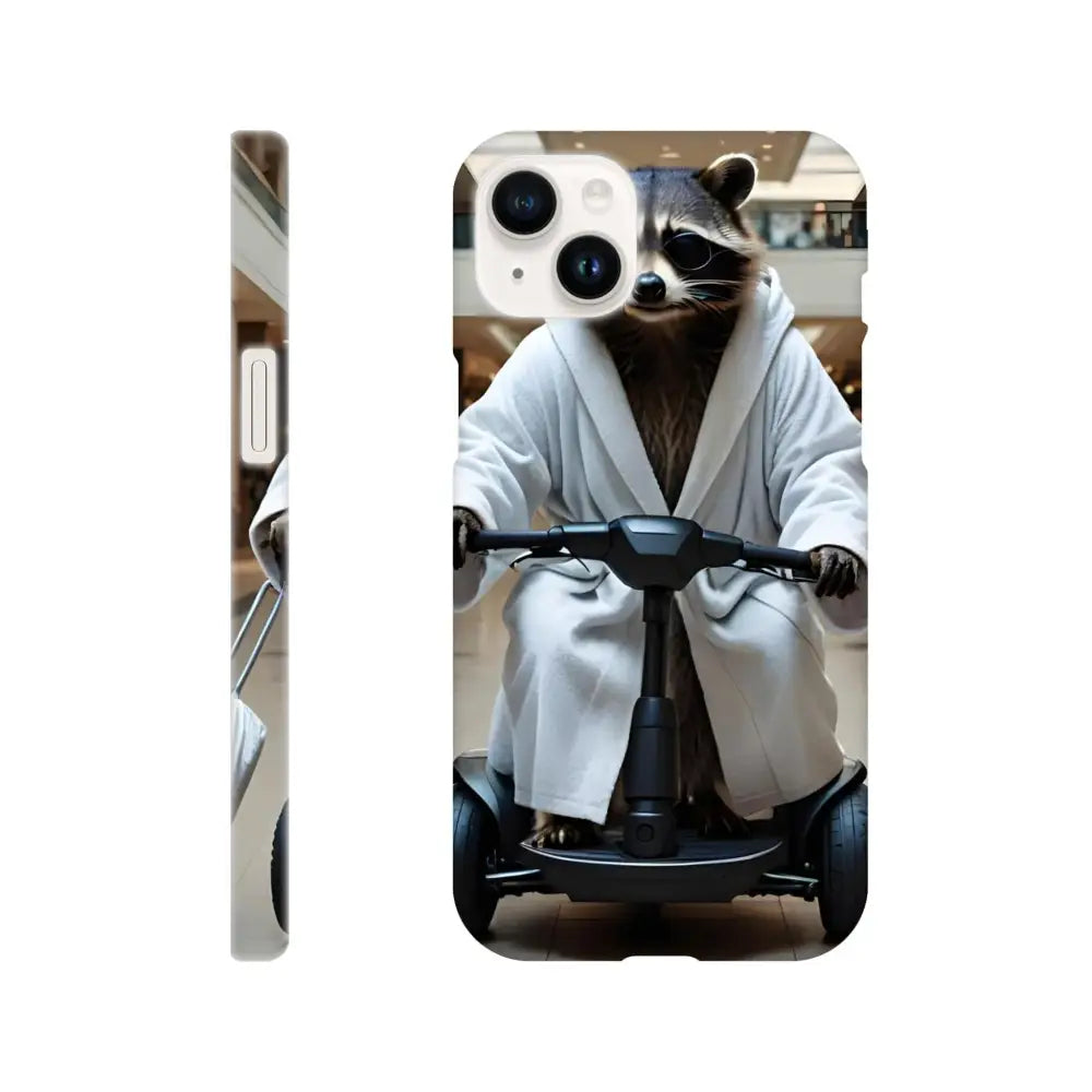 Mobility Mogul iPhone Slim Case with Raccoon on Scooter design from PixiOnyx