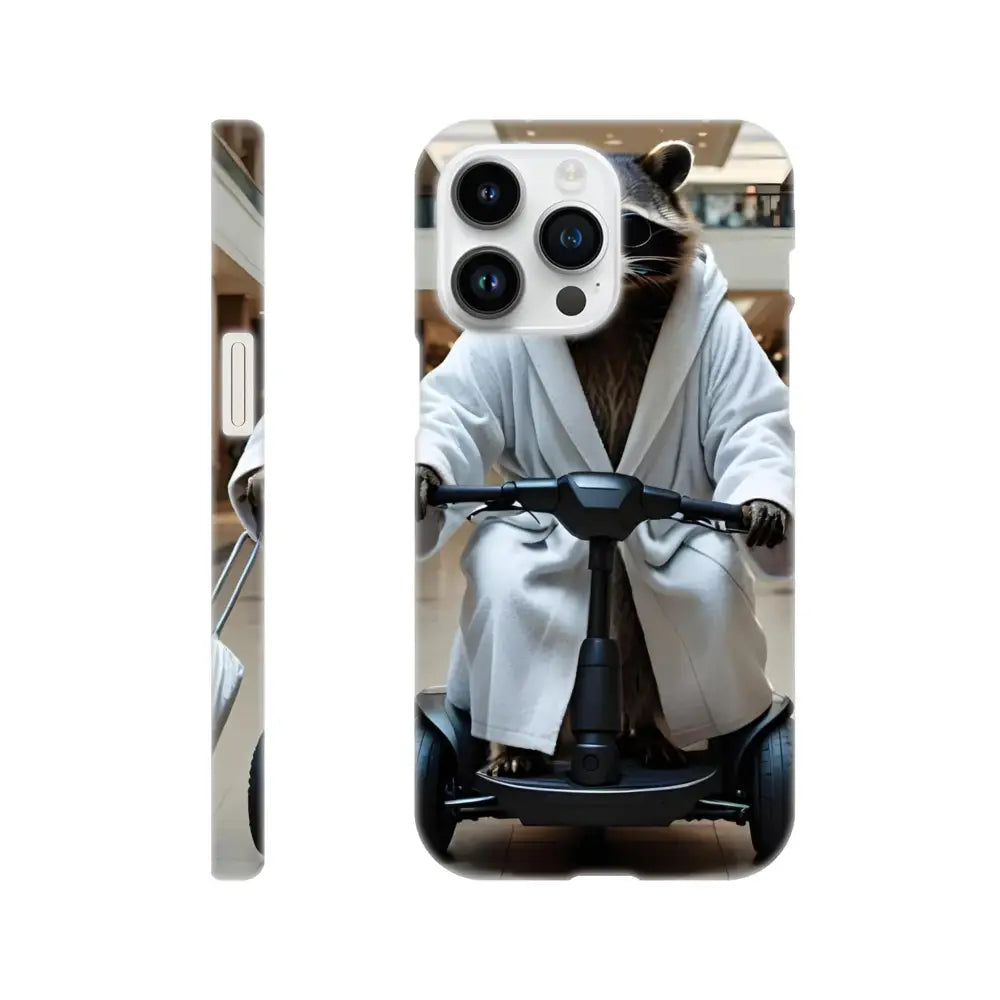 Mobility Mogul iPhone Slim Case with Raccoon on Scooter PixiOnyx Luxe Cover