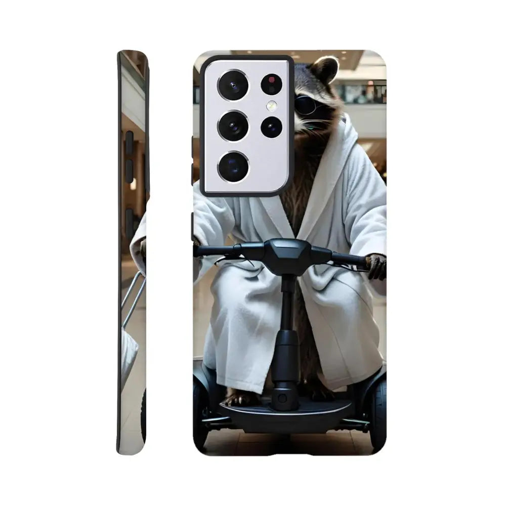 Samsung Tough Case featuring a raccoon riding a scooter for Mobility Mogul PixiOnyx
