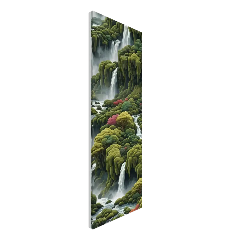 Waterfall landscape art panel from Moss Cascade Canvas Wall Art by PixiOnyx