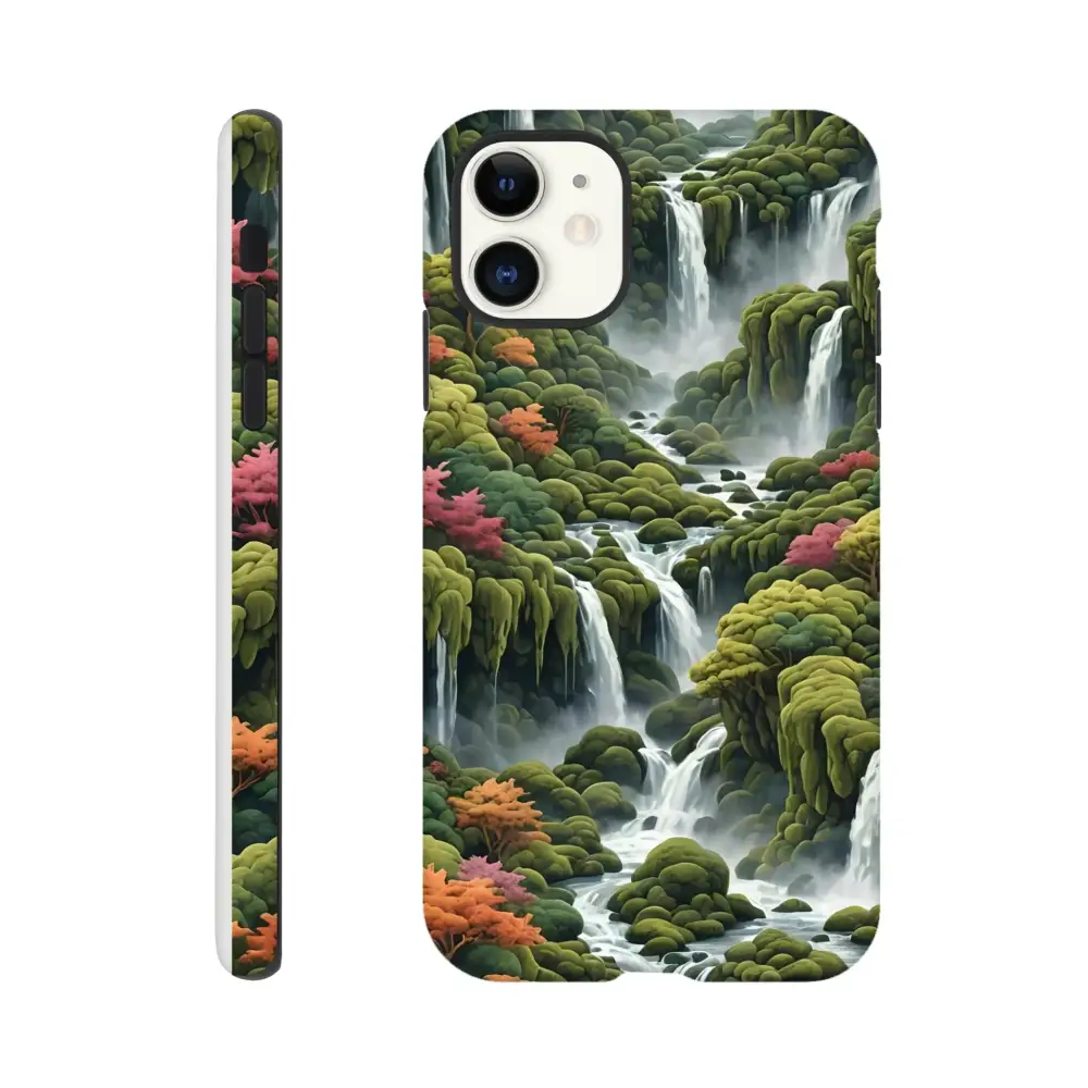 Waterfall-themed phone case for iPhone from Moss Cascade collection by PixiOnyx
