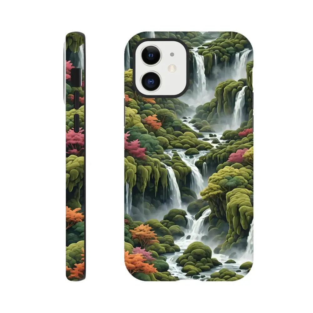 Waterfall-themed phone case on Moss Cascade iPhone Tough Case by PixiOnyx