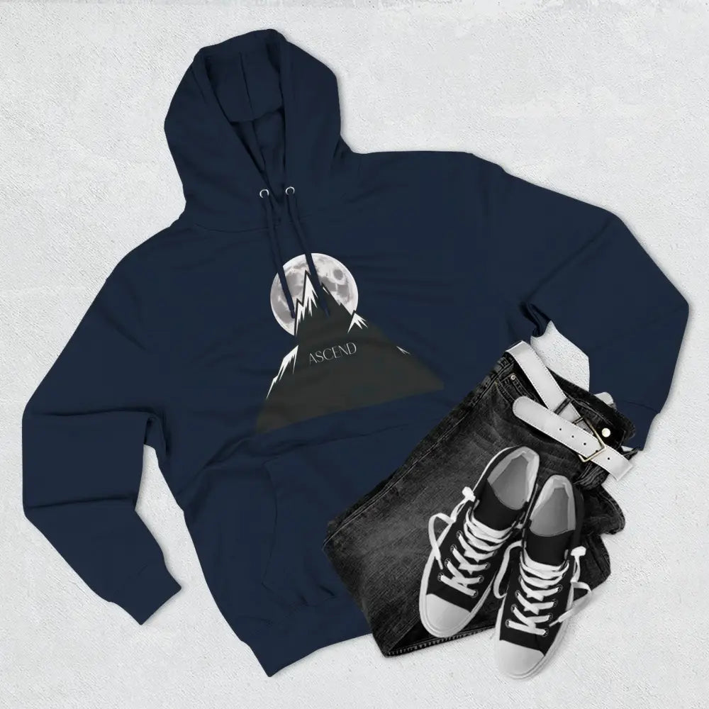 Mountain Scene Fleece Unisex Hoodie Ascend Cozy Outdoor Sweatshirt for Nature Lovers Gifts Hikers Adventure Apparel