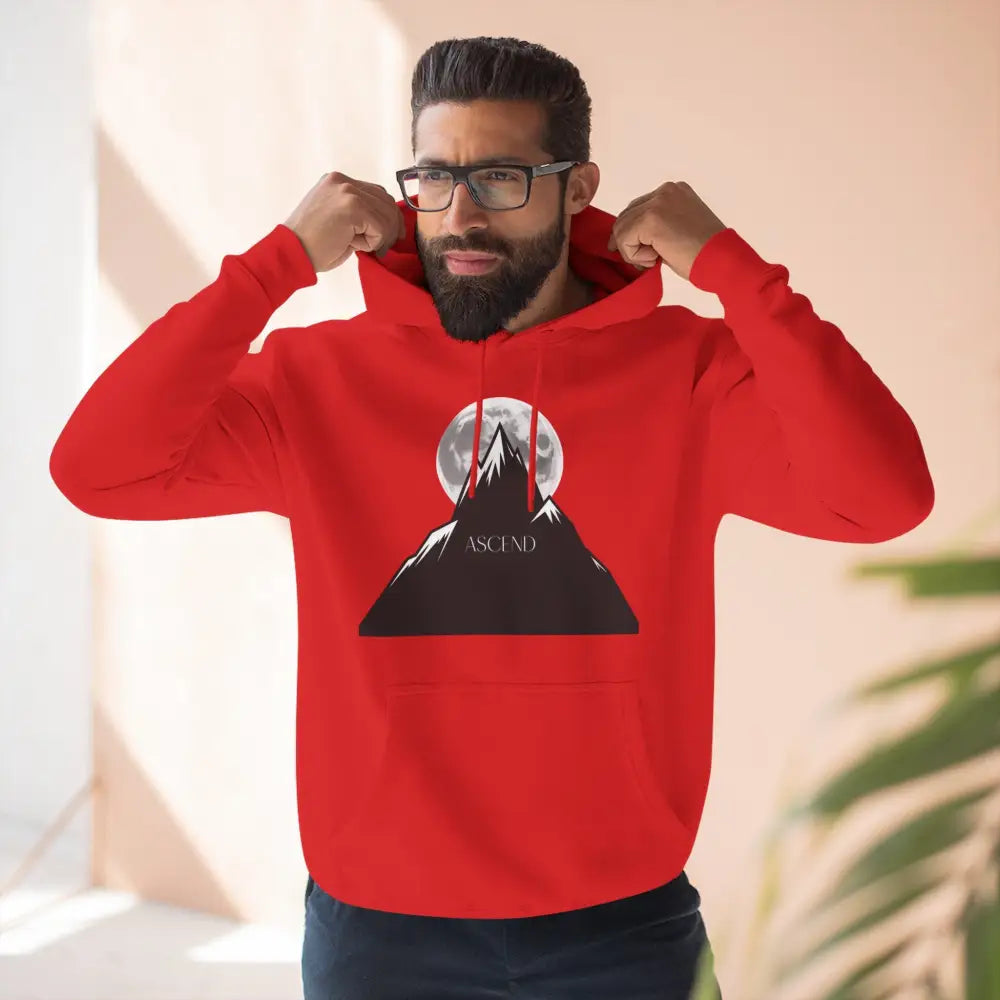 Mountain Scene Fleece Unisex Hoodie Ascend Cozy Outdoor Sweatshirt for Nature Lovers Gifts Hikers Adventure Apparel