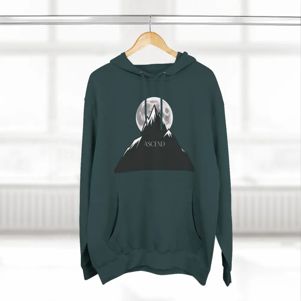Mountain Scene Fleece Unisex Hoodie Ascend Cozy Outdoor Sweatshirt for Nature Lovers Gifts Hikers Adventure Apparel