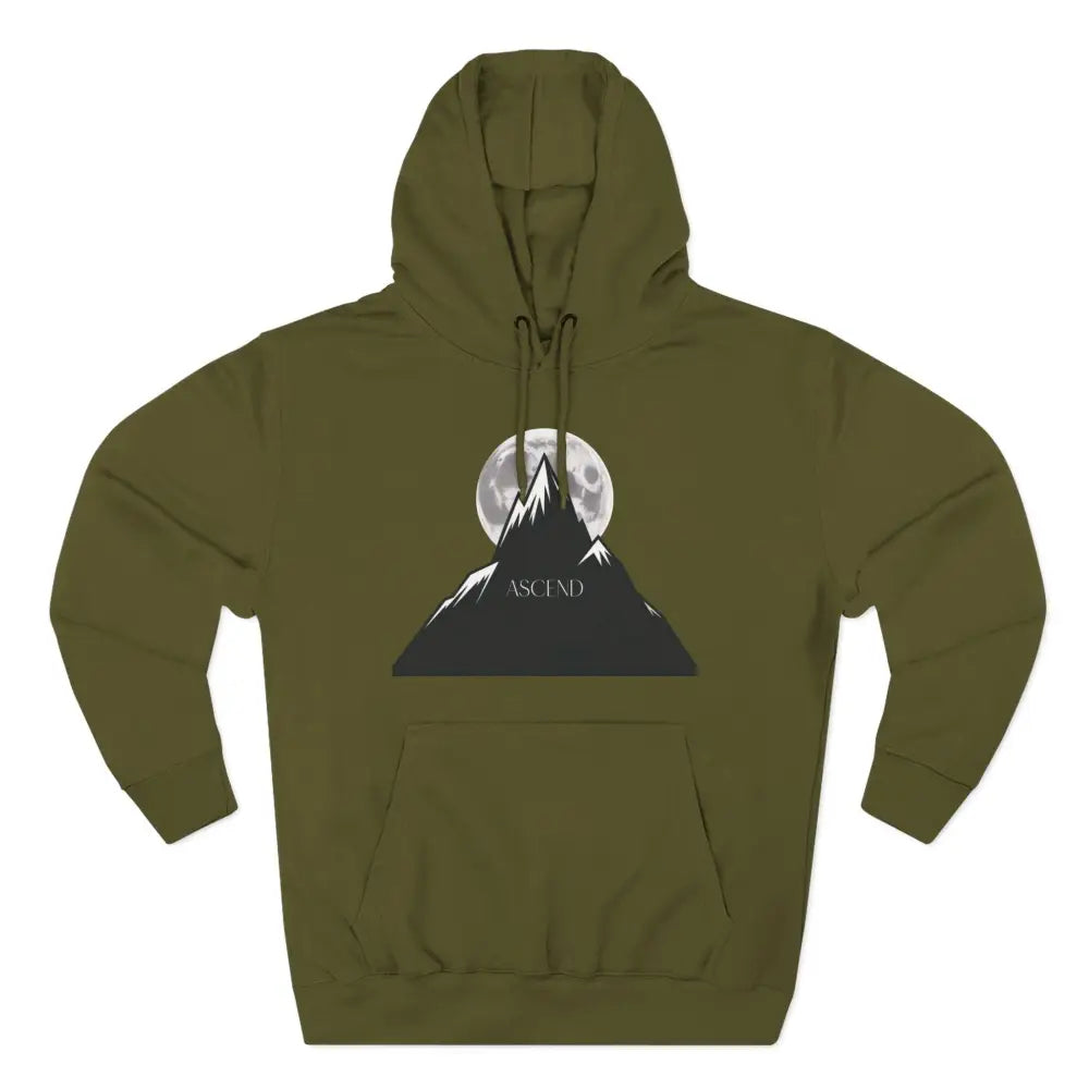 Mountain Scene Fleece Unisex Hoodie Ascend Cozy Outdoor Sweatshirt for Nature Lovers Gifts Hikers Adventure Apparel