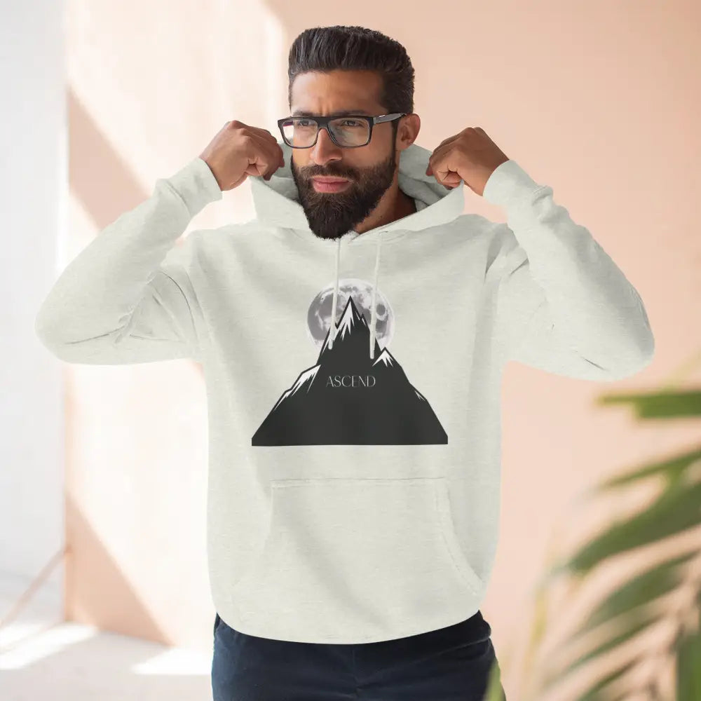 Mountain Scene Fleece Unisex Hoodie Ascend Cozy Outdoor Sweatshirt for Nature Lovers Gifts Hikers Adventure Apparel