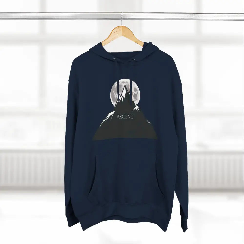 Mountain Scene Fleece Unisex Hoodie Ascend Cozy Outdoor Sweatshirt for Nature Lovers Gifts Hikers Adventure Apparel