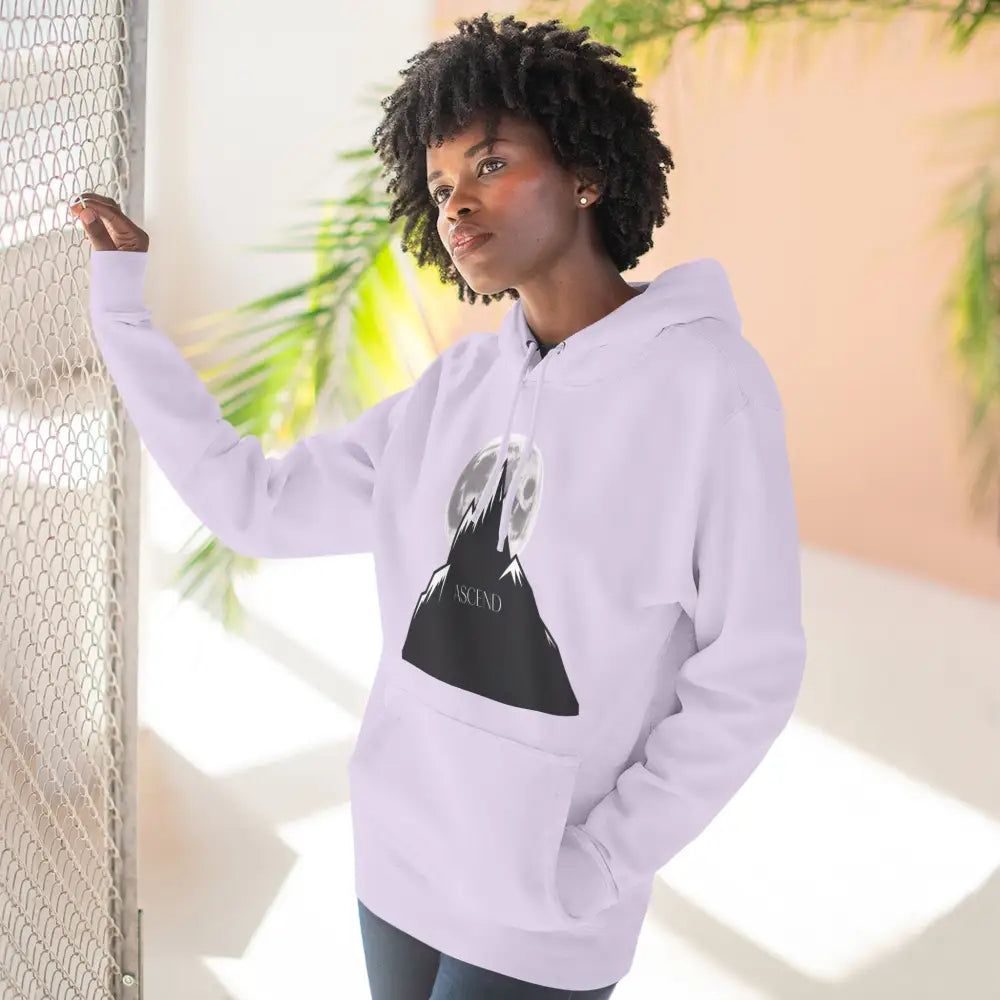 Mountain Scene Fleece Unisex Hoodie Ascend Cozy Outdoor Sweatshirt for Nature Lovers Gifts Hikers Adventure Apparel