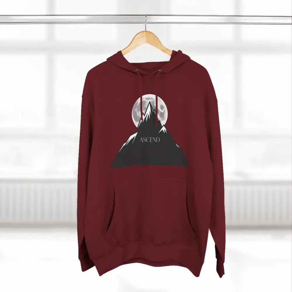 Mountain Scene Fleece Unisex Hoodie Ascend Cozy Outdoor Sweatshirt for Nature Lovers Gifts Hikers Adventure Apparel