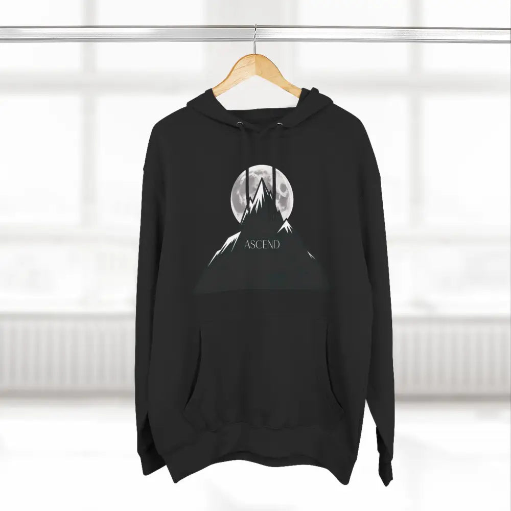 Mountain Scene Fleece Unisex Hoodie Ascend Cozy Outdoor Sweatshirt for Nature Lovers Gifts Hikers Adventure Apparel
