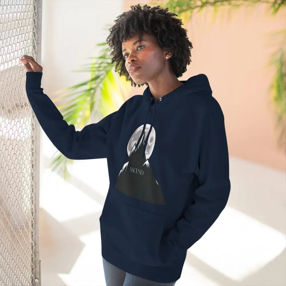 Mountain Scene Fleece Unisex Hoodie Ascend Cozy Outdoor Sweatshirt for Nature Lovers Gifts Hikers Adventure Apparel