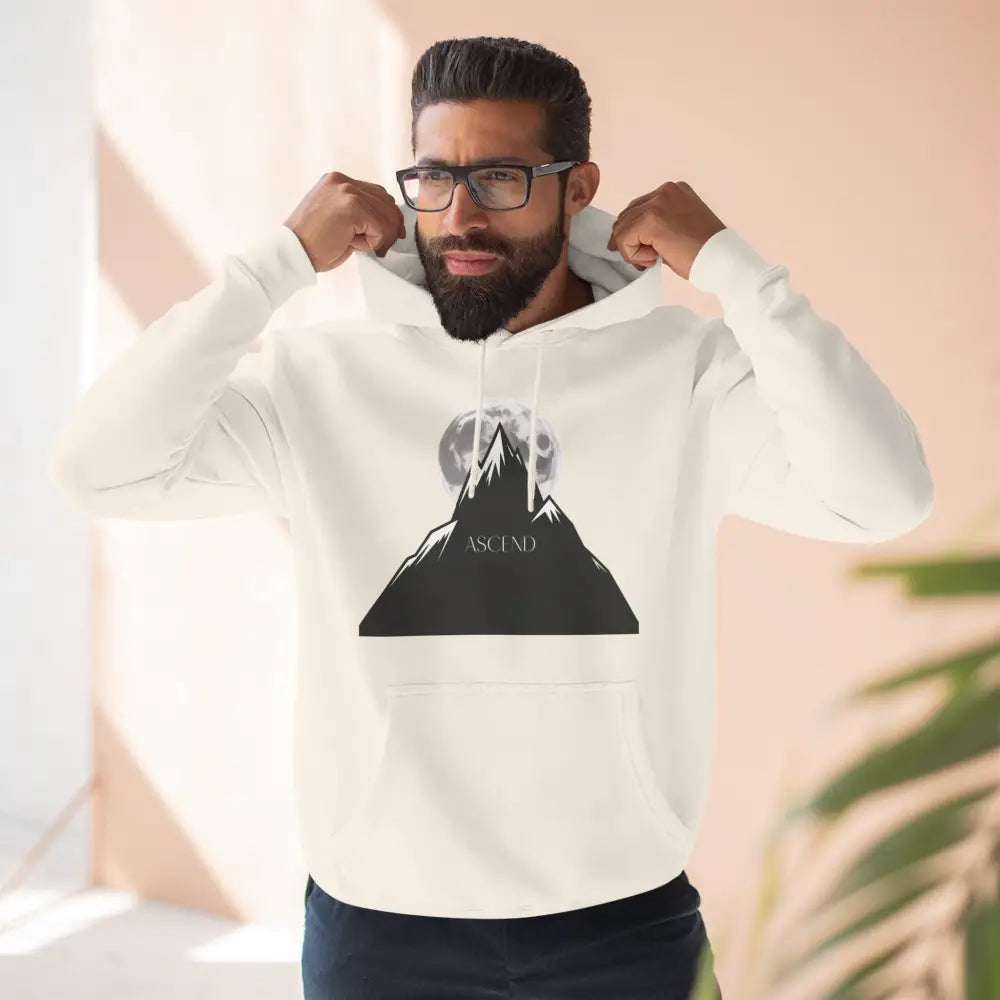 Mountain Scene Fleece Unisex Hoodie Ascend Cozy Outdoor Sweatshirt for Nature Lovers Gifts Hikers Adventure Apparel