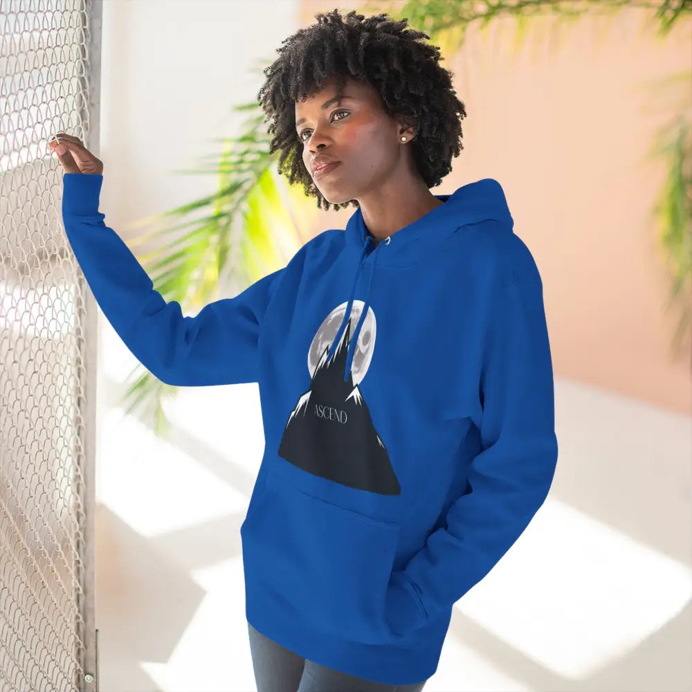 Mountain Scene Fleece Unisex Hoodie Ascend Cozy Outdoor Sweatshirt for Nature Lovers Gifts Hikers Adventure Apparel