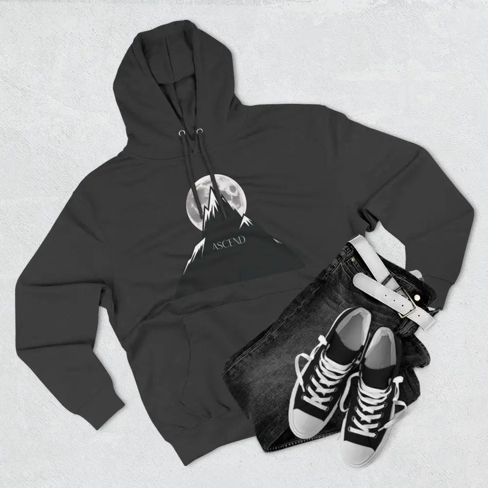 Mountain Scene Fleece Unisex Hoodie Ascend Cozy Outdoor Sweatshirt for Nature Lovers Gifts Hikers Adventure Apparel