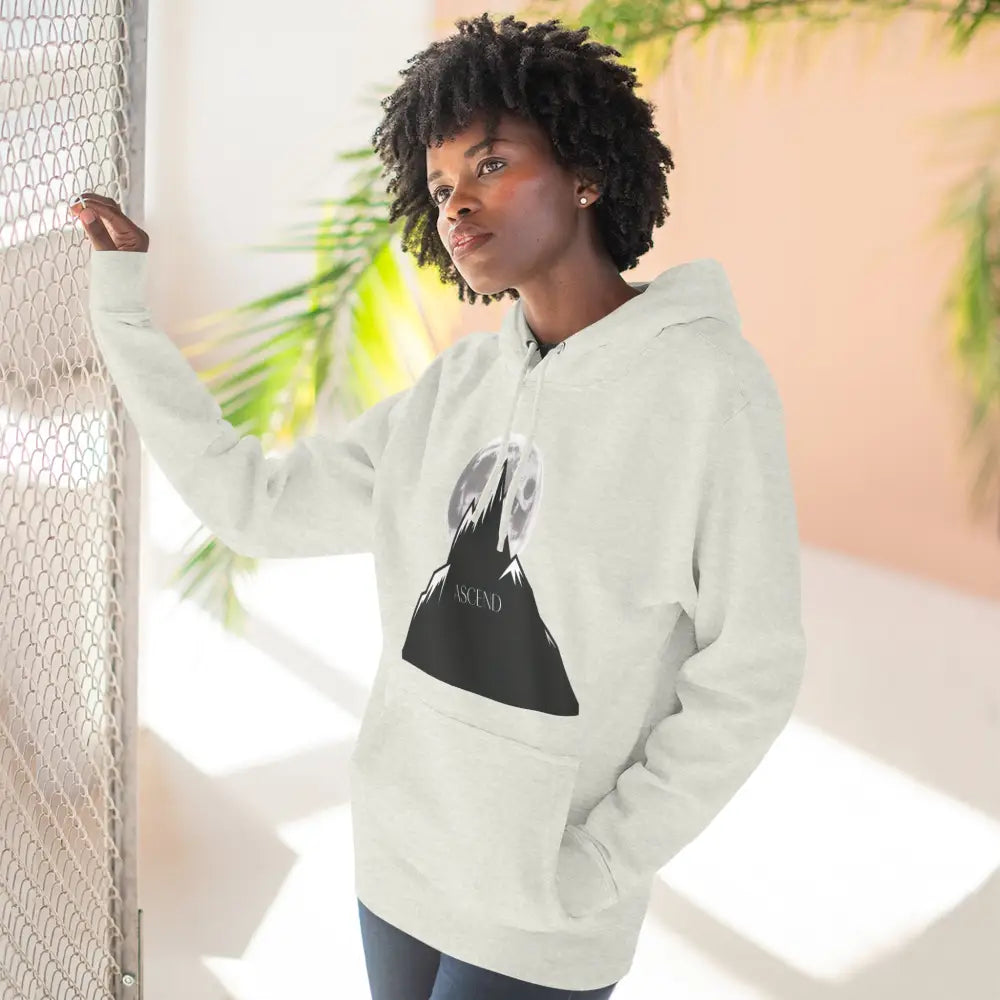 Mountain Scene Fleece Unisex Hoodie Ascend Cozy Outdoor Sweatshirt for Nature Lovers Gifts Hikers Adventure Apparel