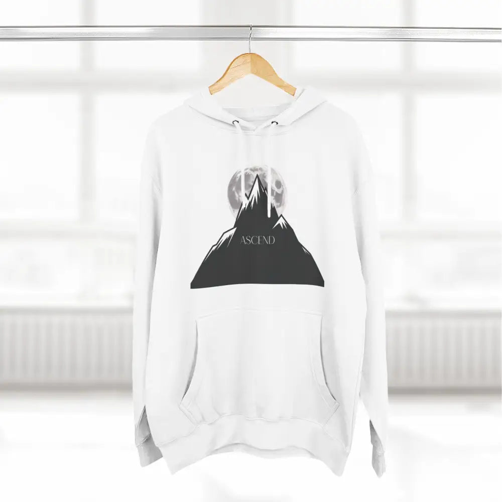 Mountain Scene Fleece Unisex Hoodie Ascend Cozy Outdoor Sweatshirt for Nature Lovers Gifts Hikers Adventure Apparel