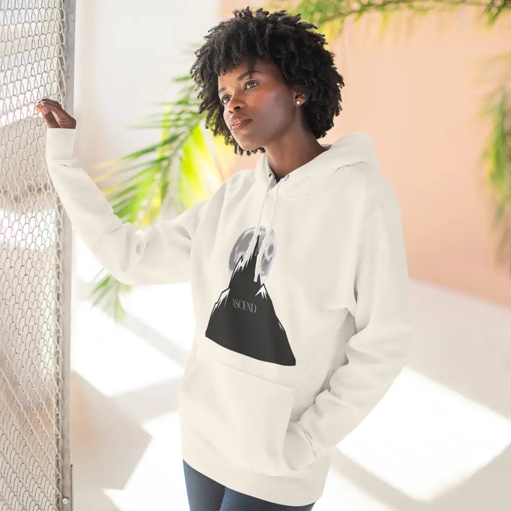 Mountain Scene Fleece Unisex Hoodie Ascend Cozy Outdoor Sweatshirt for Nature Lovers Gifts Hikers Adventure Apparel