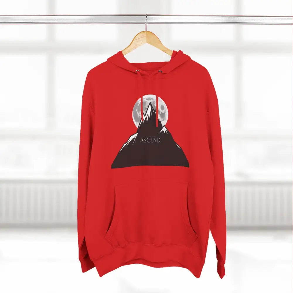Mountain Scene Fleece Unisex Hoodie Ascend Cozy Outdoor Sweatshirt for Nature Lovers Gifts Hikers Adventure Apparel
