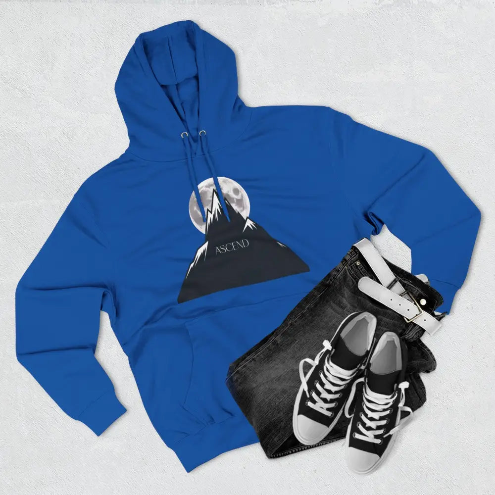 Mountain Scene Fleece Unisex Hoodie Ascend Cozy Outdoor Sweatshirt for Nature Lovers Gifts Hikers Adventure Apparel