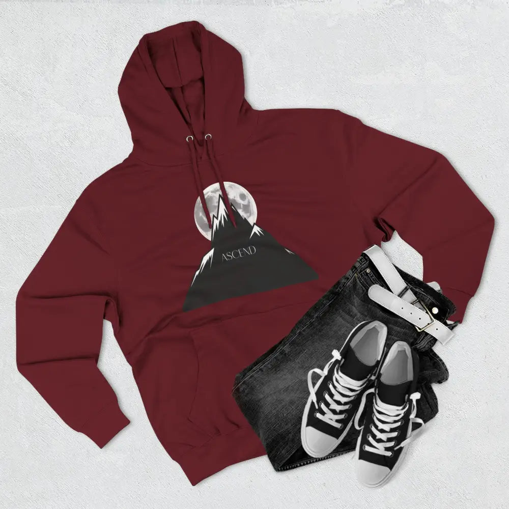 Mountain Scene Fleece Unisex Hoodie Ascend Cozy Outdoor Sweatshirt for Nature Lovers Gifts Hikers Adventure Apparel