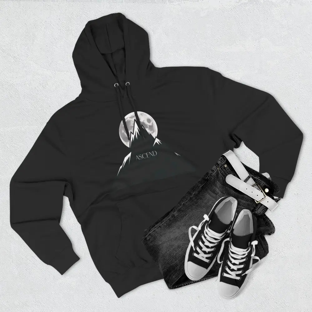 Mountain Scene Fleece Unisex Hoodie Ascend Cozy Outdoor Sweatshirt for Nature Lovers Gifts Hikers Adventure Apparel