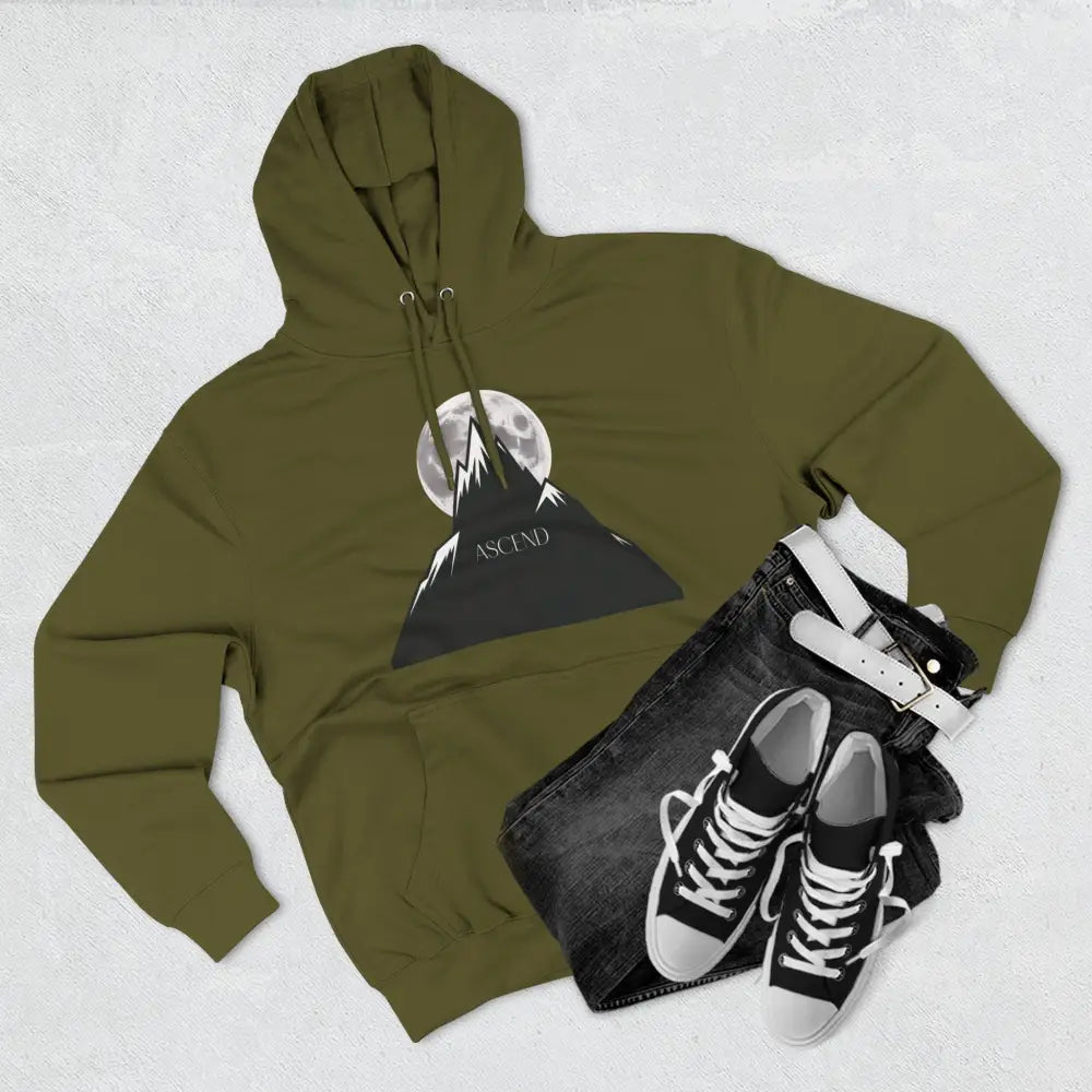 Mountain Scene Fleece Unisex Hoodie Ascend Cozy Outdoor Sweatshirt for Nature Lovers Gifts Hikers Adventure Apparel