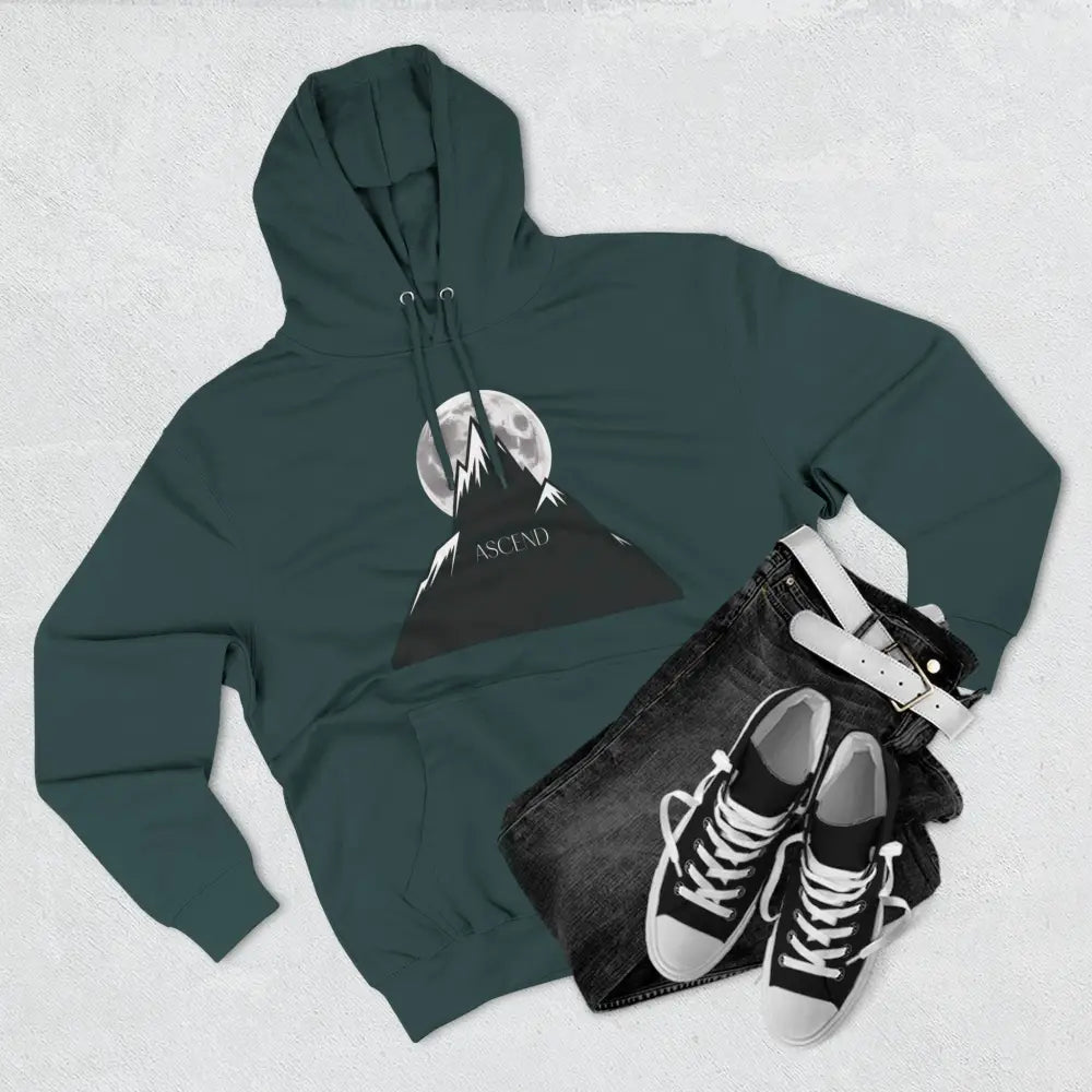 Mountain Scene Fleece Unisex Hoodie Ascend Cozy Outdoor Sweatshirt for Nature Lovers Gifts Hikers Adventure Apparel