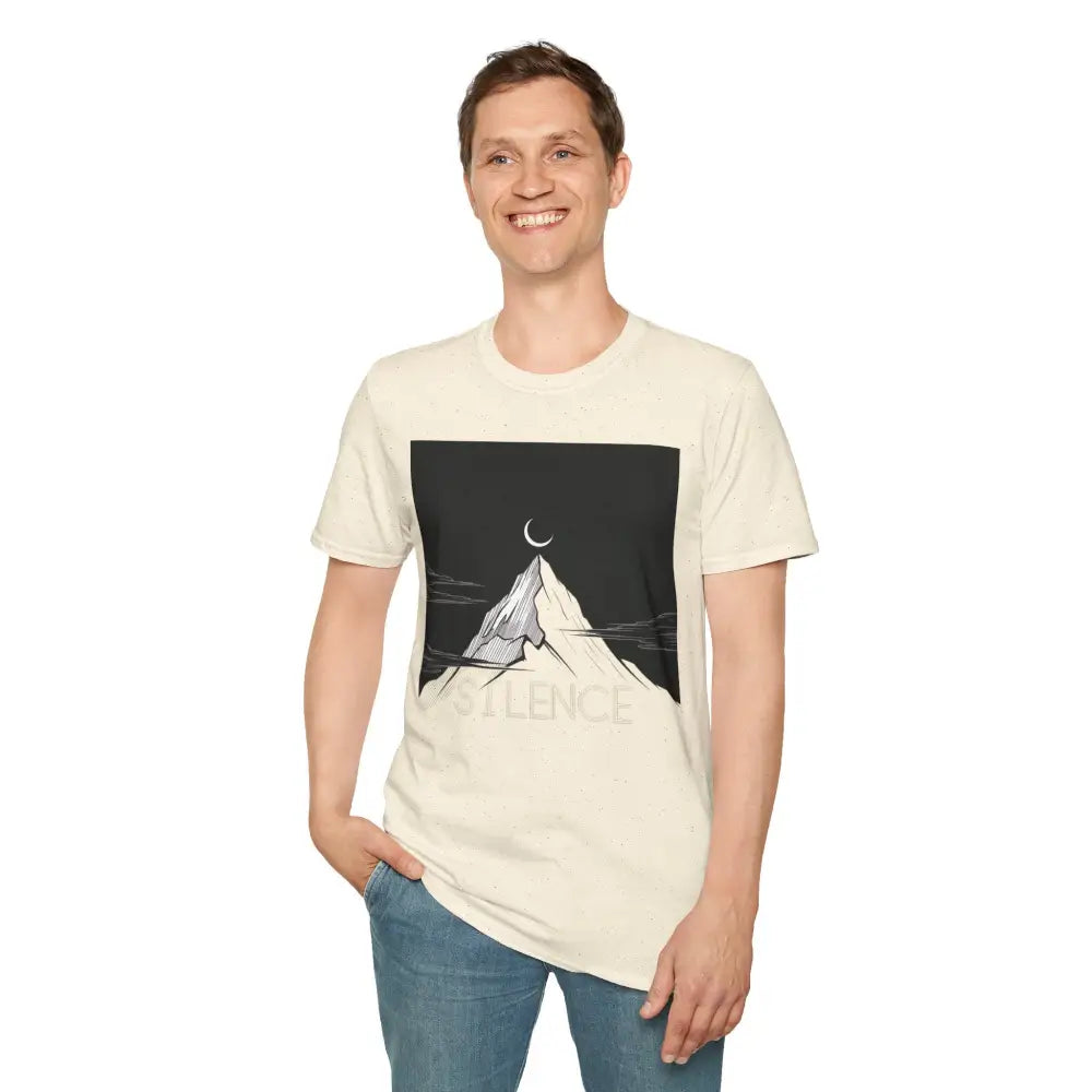 Mountain Silence Unisex Softstyle T Shirt Adventure Tee Nature Lover Gift Travel Minimalist Design Outdoors Apparel
