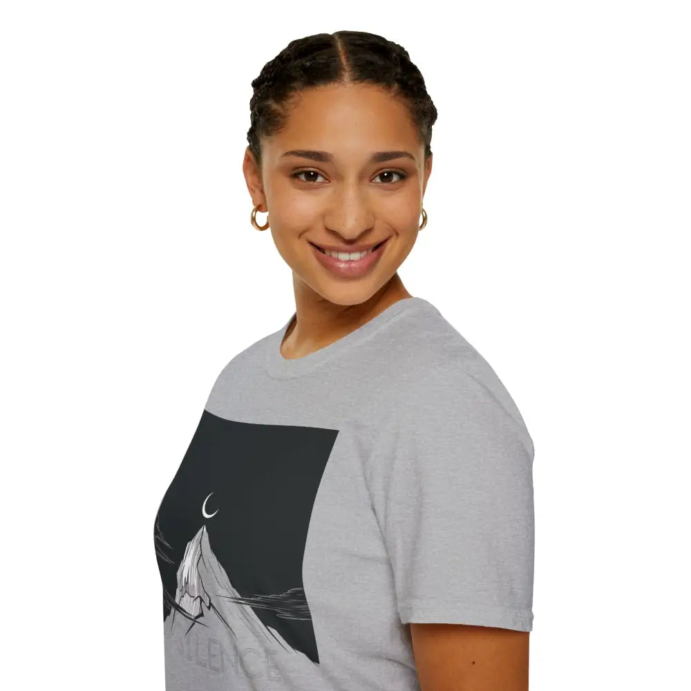 Mountain Silence Unisex Softstyle T Shirt Adventure Tee Nature Lover Gift Travel Minimalist Design Outdoors Apparel