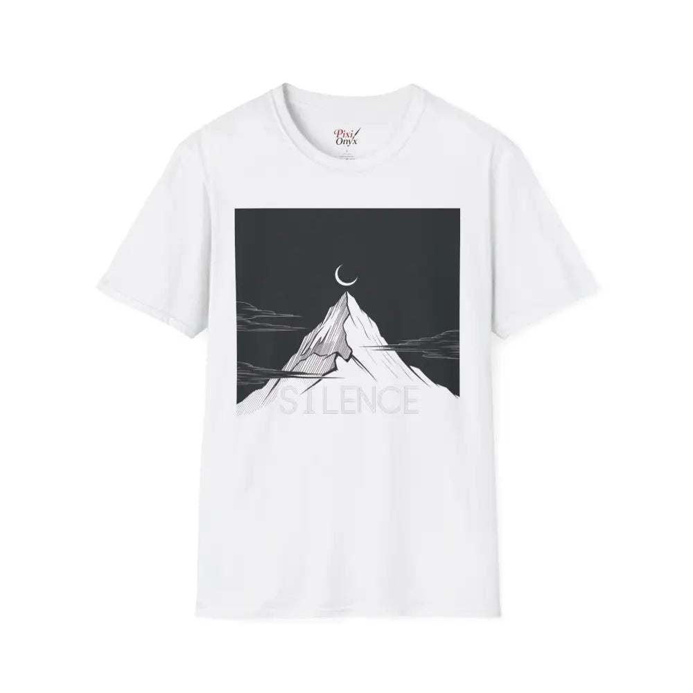 Mountain Silence Unisex Softstyle T Shirt Adventure Tee Nature Lover Gift Travel Minimalist Design Outdoors Apparel