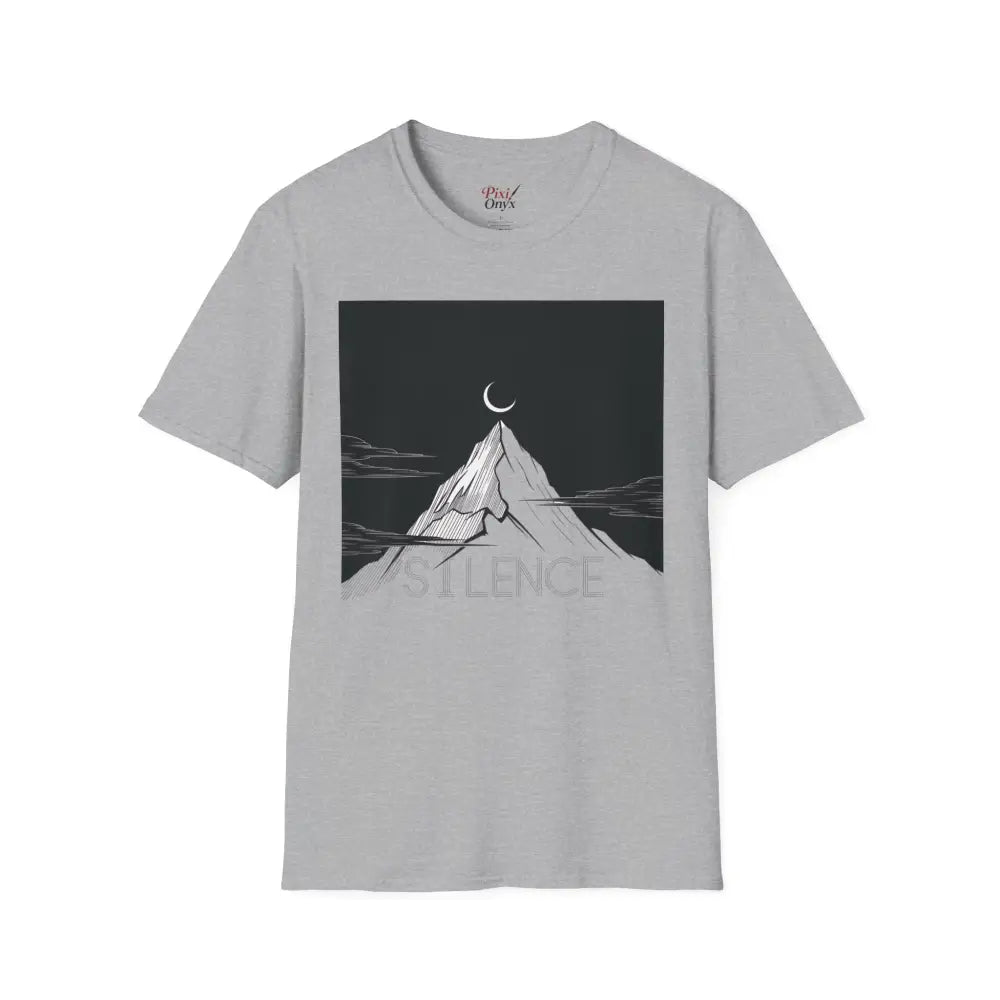 Mountain Silence Unisex Softstyle T Shirt Adventure Tee Nature Lover Gift Travel Minimalist Design Outdoors Apparel