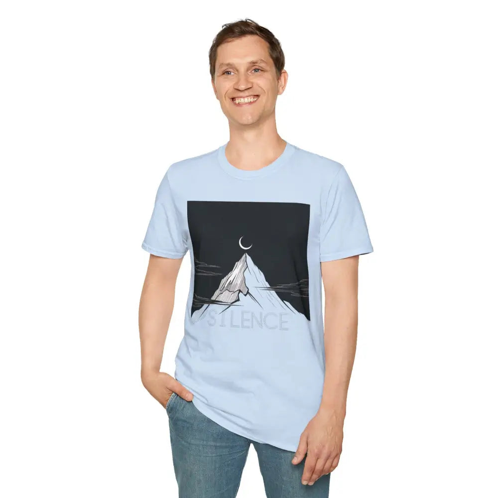 Mountain Silence Unisex Softstyle T Shirt Adventure Tee Nature Lover Gift Travel Minimalist Design Outdoors Apparel
