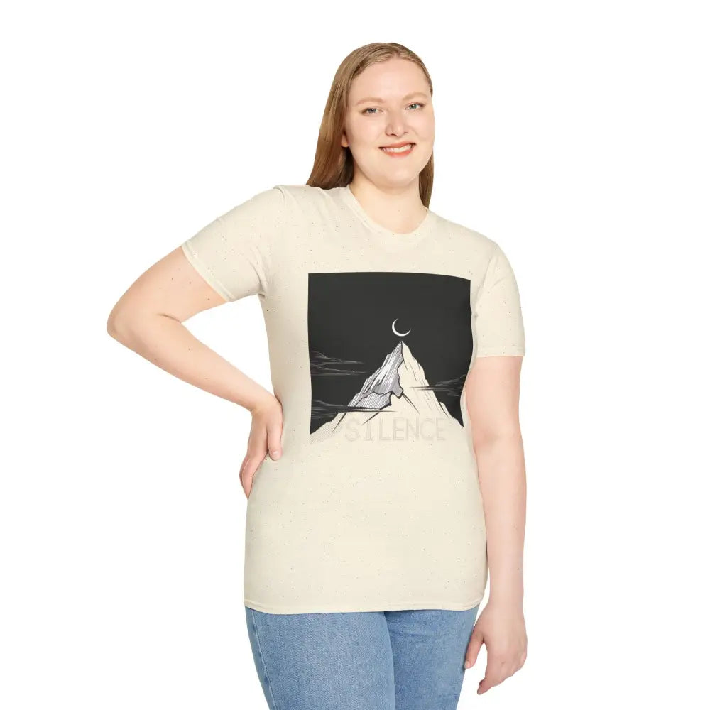 Mountain Silence Unisex Softstyle T Shirt Adventure Tee Nature Lover Gift Travel Minimalist Design Outdoors Apparel