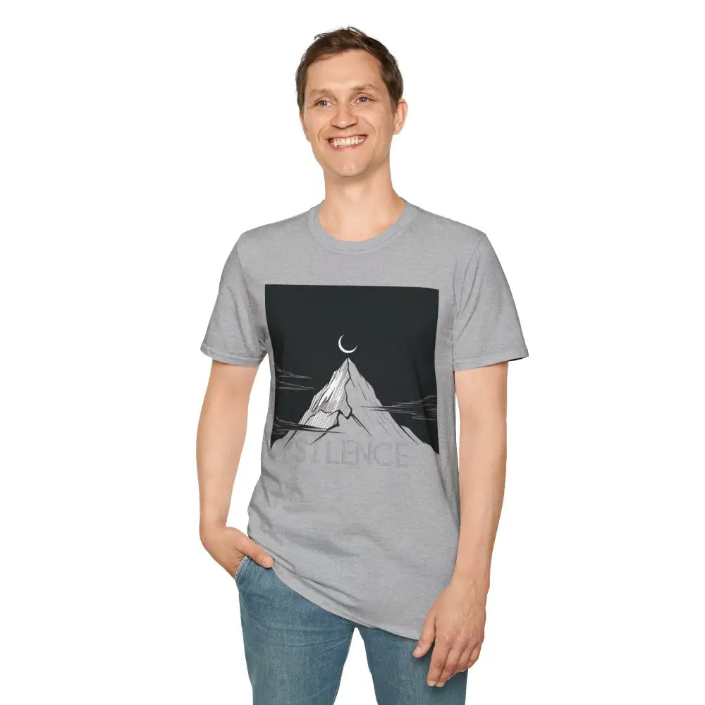 Mountain Silence Unisex Softstyle T Shirt Adventure Tee Nature Lover Gift Travel Minimalist Design Outdoors Apparel