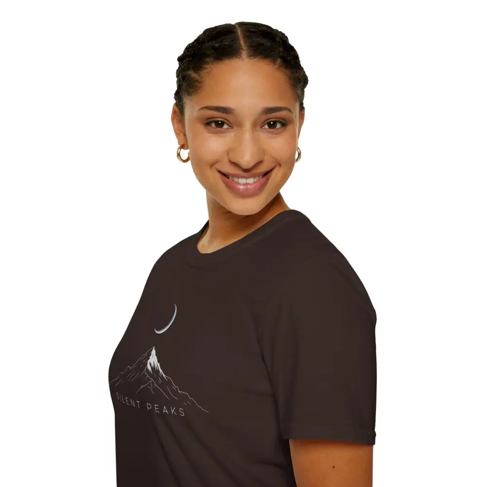 Mountain Themed Unisex T Shirt Cozy Graphic Tee Silent Peaks Outdoor Lover Gift Camping Apparel Nature Inspired Top