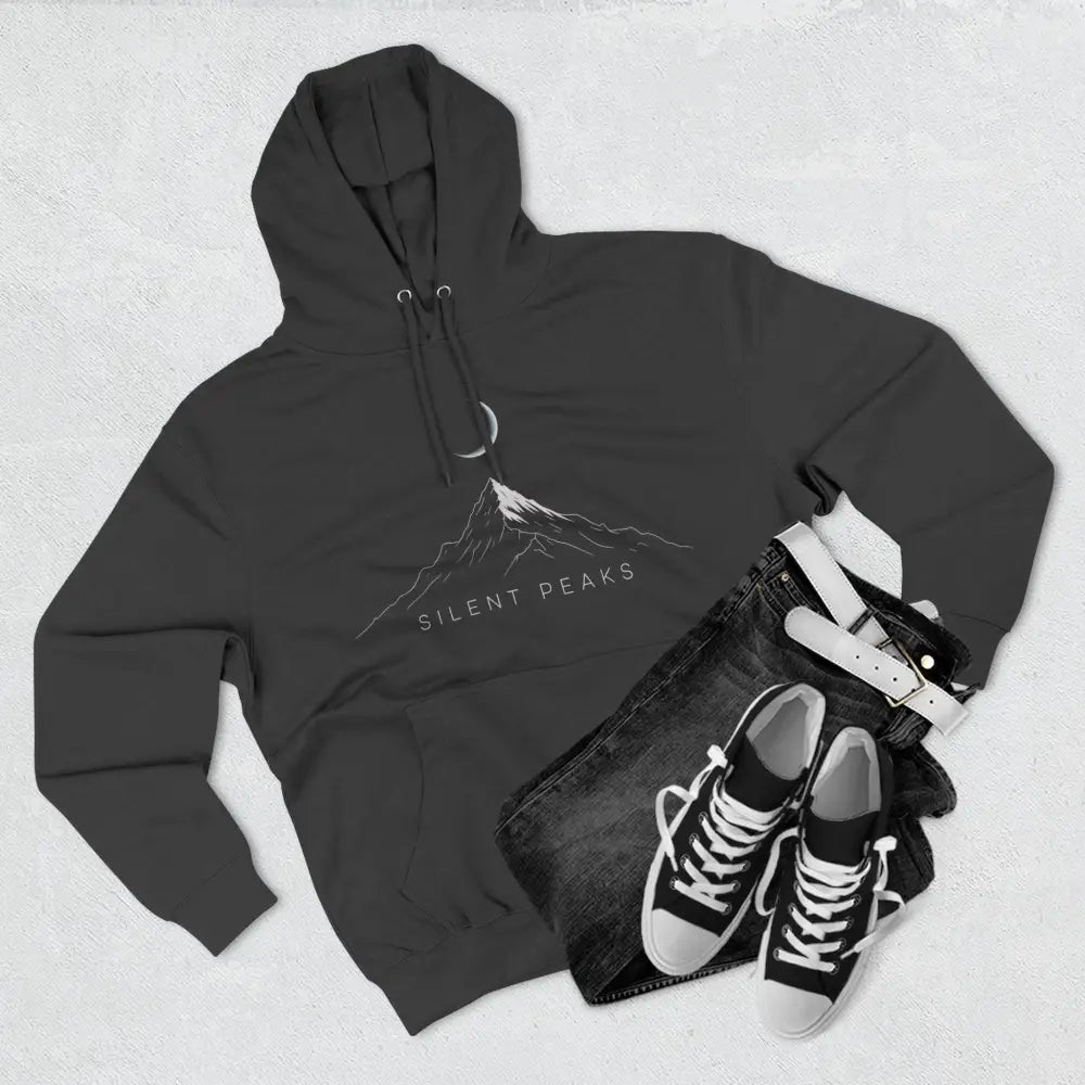 Mountain Vibes Fleece Unisex Hoodie Silent Peaks Cozy Outdoor Sweatshirt Gift for Nature Lovers Hiking Apparel Campfire