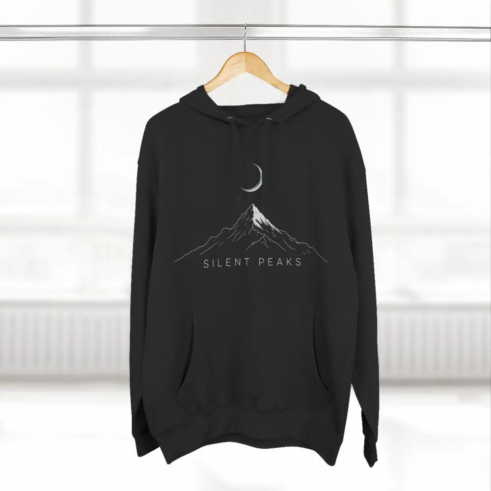 Mountain Vibes Fleece Unisex Hoodie Silent Peaks Cozy Outdoor Sweatshirt Gift for Nature Lovers Hiking Apparel Campfire