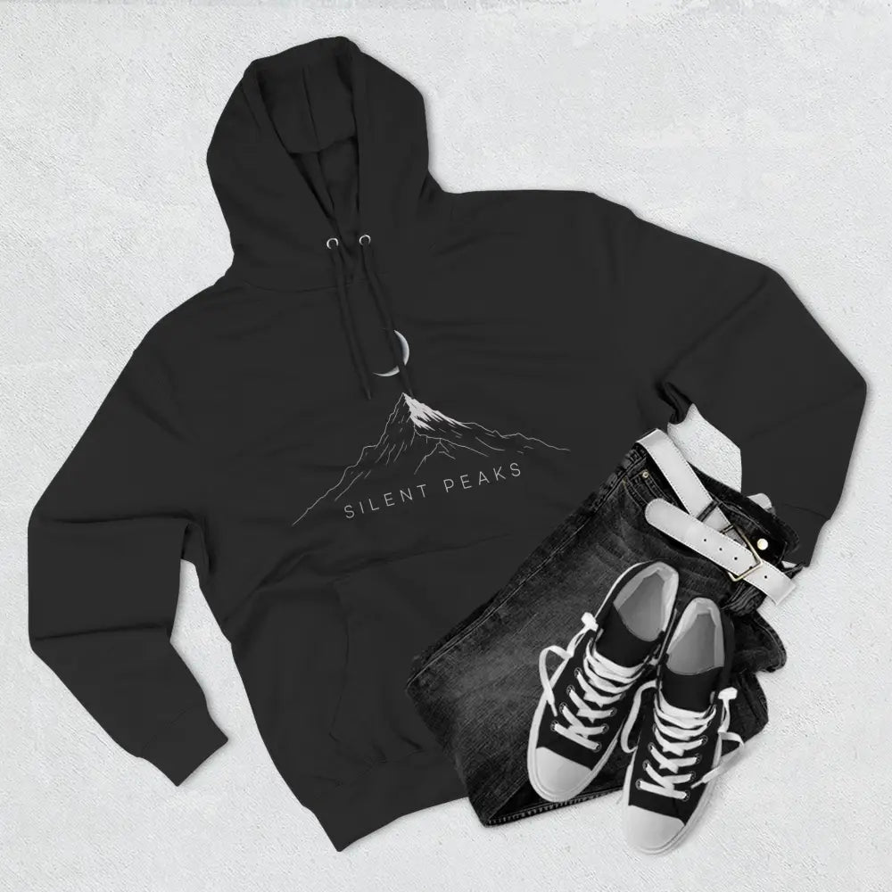 Mountain Vibes Fleece Unisex Hoodie Silent Peaks Cozy Outdoor Sweatshirt Gift for Nature Lovers Hiking Apparel Campfire