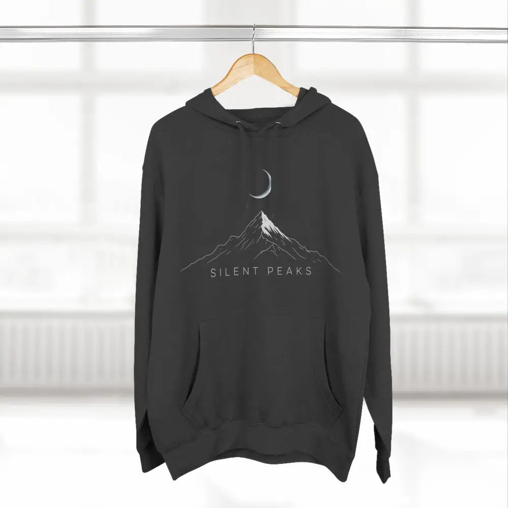 Mountain Vibes Fleece Unisex Hoodie Silent Peaks Cozy Outdoor Sweatshirt Gift for Nature Lovers Hiking Apparel Campfire