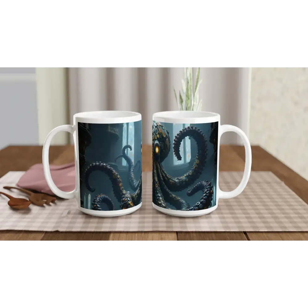 Octopus-themed ceramic mug Mug 15oz Clocktopus PixiOnyx Leviathan Morning Upgrade