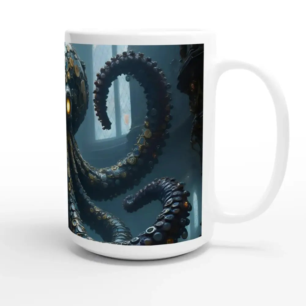 White 15oz Mug with Octopus Design from Clocktopus PixiOnyx Leviathan Morning Upgrade